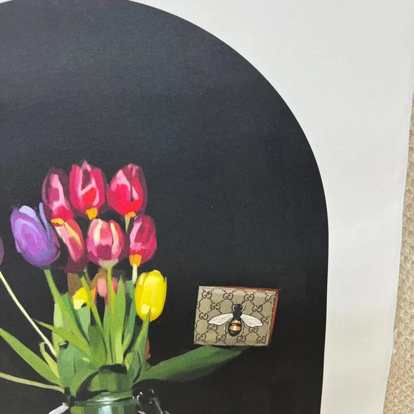 Authentic Lithograph Gallery Wall Art Gucci Bee Logo Still Life Tulip Flowers - Picture 8 of 13